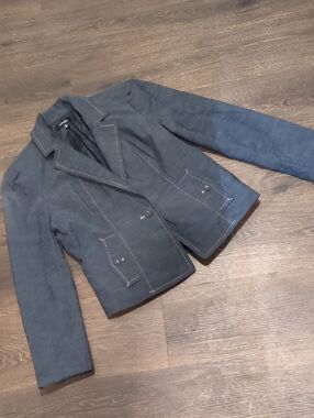 Rafaella Petite 8P Indigo Blue Stretch Denim One-Button Blazer